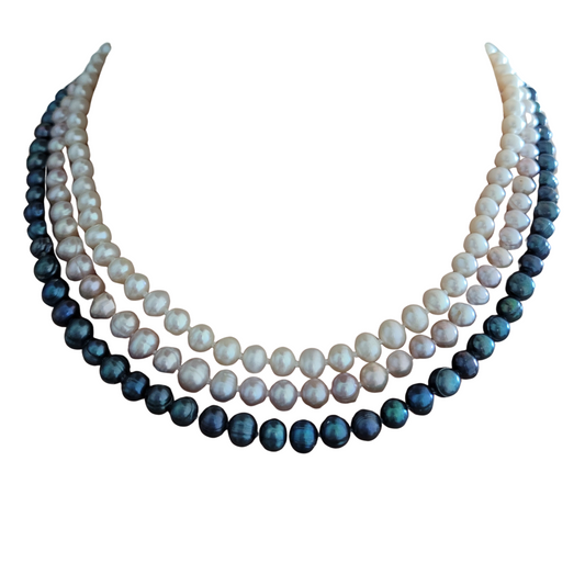 Tricolor Necklace Mallorca Pearl Choker for Woman - 45 cm