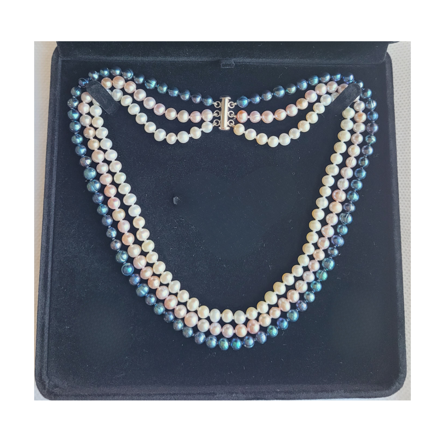 Tricolor Necklace Mallorca Pearl Choker for Woman - 45 cm